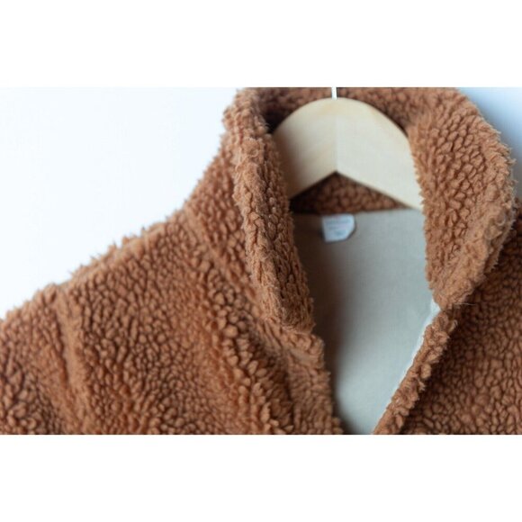 JCrew Crewcuts Girl's Size M 8-9 Shaggy Fleece Jacket Full Zip Brown - Picture 9 of 10